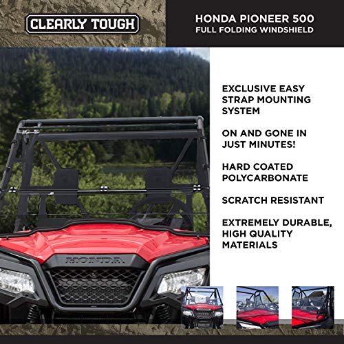 Image of Honda Pioneer 500 / 520 Windshield - Full Folding - Lexan MR10 | SCRATCH RESISTANT | Made in the USA! | Easy on and off w / Scratch Resistant Hard Coat