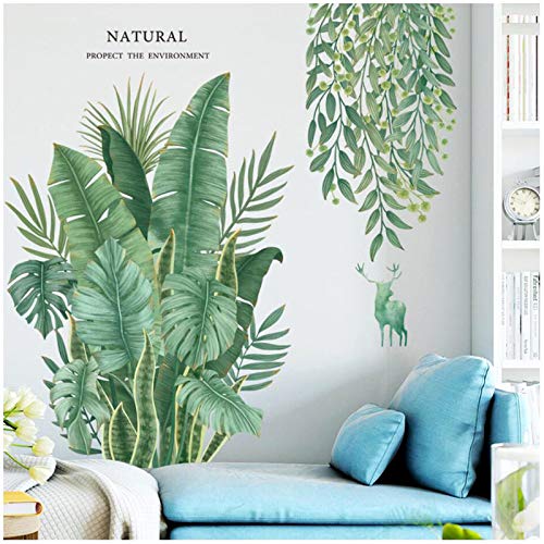 Leaf Wall Decals, H2MTOOL Large Removable Tropical Plants Plam Tree Stickers for Nursery Home Room Decor