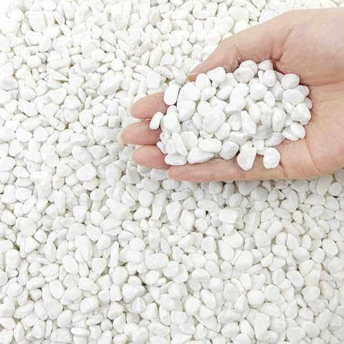 FANTIAN 4lbs White Stones for Garden 6-9 mm White Pebbles for Plant Decorative Rocks for Plant Pots Vases and Outdoor Garden Rocks