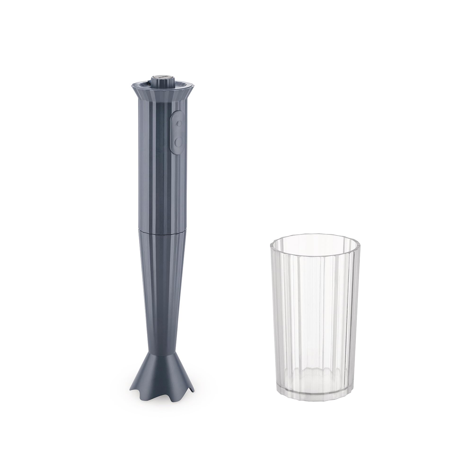 Alessi Plissé MDL10 G, Batidora de Inmersión de Diseño con Vaso Graduado, en Resina Termoplástica, Enchufe Europeo 500W, Gris