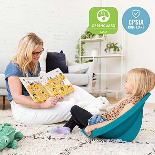 Image of ECR4Kids Plastic Leaf Scoop Floor Rocker Seat, Classroom Furniture, Turquoise, 6-Piece