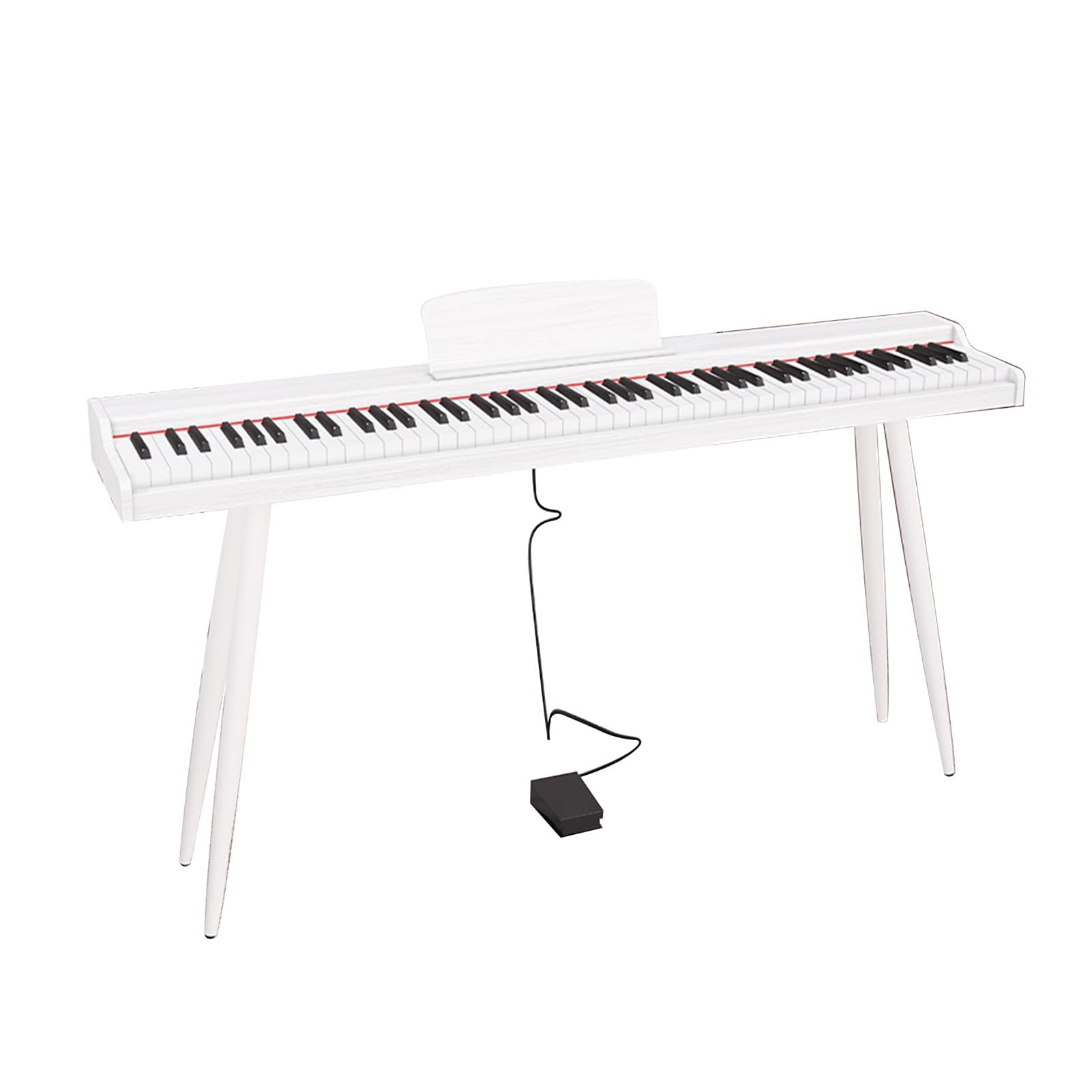 Tastiera for pianoforte digitale sensibile alla velocità, 88 tasti, pianoforte elettrico for principianti e professionisti, supporto USB-MIDI con pedale sustain, leggio(White)