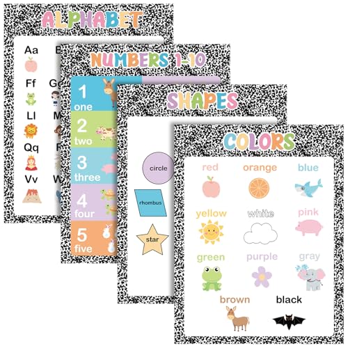 Affiches éducatives alphabet et chiffres grand format pastel Eaasty pour stimuler l'éveil