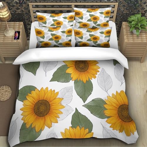Parure de lit tournesols double pour illuminer votre chambre mansardée en été