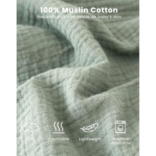 Image of Konssy Muslin Baby Sleep Sack 0-6 Months, 0.8 TOG Baby Wearable Blanket