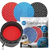 Reusable Air Fryer Liners 3 Pack for 5-7QT Fryers - 8" Round Silicone Air Fryer Liners - Easy to Clean Air Fryer Accessories - Non-Stick Parchment Paper Replacement -  Lotteli Inc.