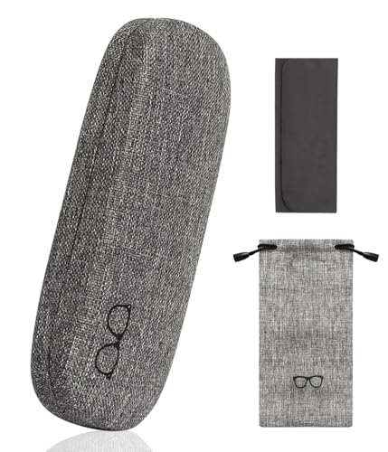 Image of Glasses Case Hard Shell Eyeglass Case with Cleaning Cloth Unisex Reading Hard Glasses Cases for Women Men