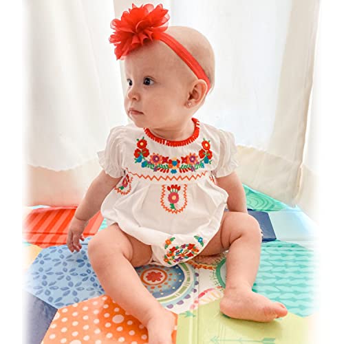 HINTINA Newborn Baby Girl Mexican Ethnic Embroidery Floral Bodysuit With Headband3