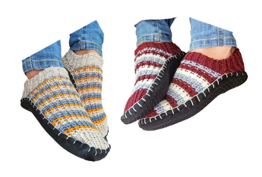 FabNext -Women/Ladies/Girl Multi Color Striped Warm Winter Slipper Socks, Knitted Bootie, Room Socks, Anti slip Socks - 2 Pair/SIZE-6 SHOE/ASSORTED COLOR-image-31