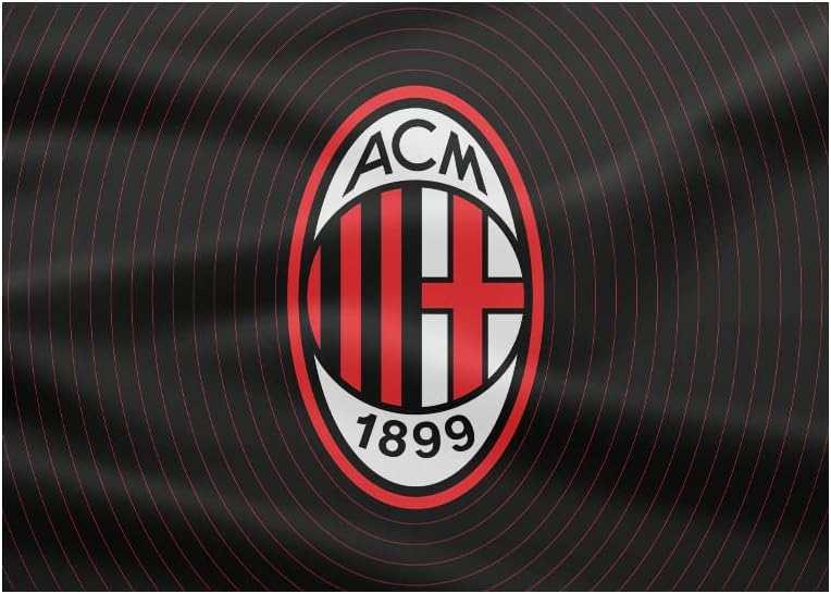 AC Milan Flag Small Graphic "Design" and Logo, 50 x 70 cm, Black, Polyester, One size