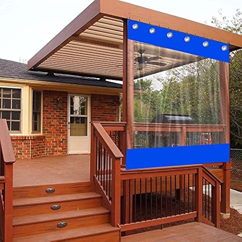 Pxzybd Transparent Tarpaulin Side Panels,0.3mm Waterproof Tear Resistant Pvc Protective Tarpaulin,Outdoor Gazebo Porch Patio Pergola Clear Tarp Partition Curtains,With Grommets,W×H-5×3m(16.4 * 9.8ft) Cover