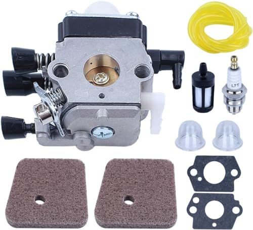 Kit Carburateur pour Stihl FS38 FS45 FS46 FS55 HS45 HK45 KM55 FC55 Débroussailleuse, ADEFOL Carburateur avec Joints + Bougie + Filtre à Air + Filtre Pièces...
