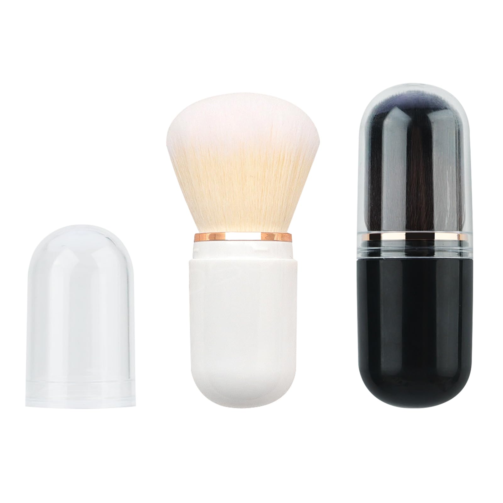 Pack of 2 Retractable Make Up Brushes, Travel Foundation Brush, Portable Mini Powder Brush
