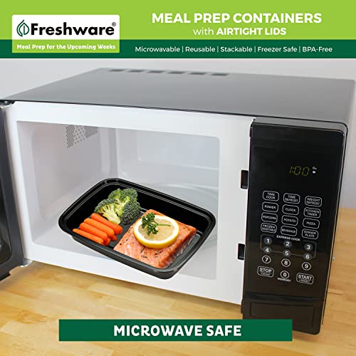Image of Freshware Meal Prep Containers [50 Pack] 1 Compartment Food Storage Containers with Lids, Bento Box, BPA Free, Stackable, Microwave /Dishwasher /Freezer Safe (16 oz)