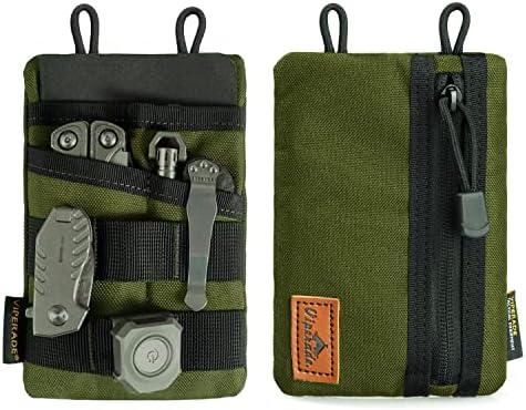 VIPERADE VE3 Tool Pouch Pocket Organizer, Nylon Tool Belt Loop Pouch with 4 Pockets Tool Storage EDC Pouch for Flashlight/Pocket Knife, Tactical Pen, Notebook (OD Green)