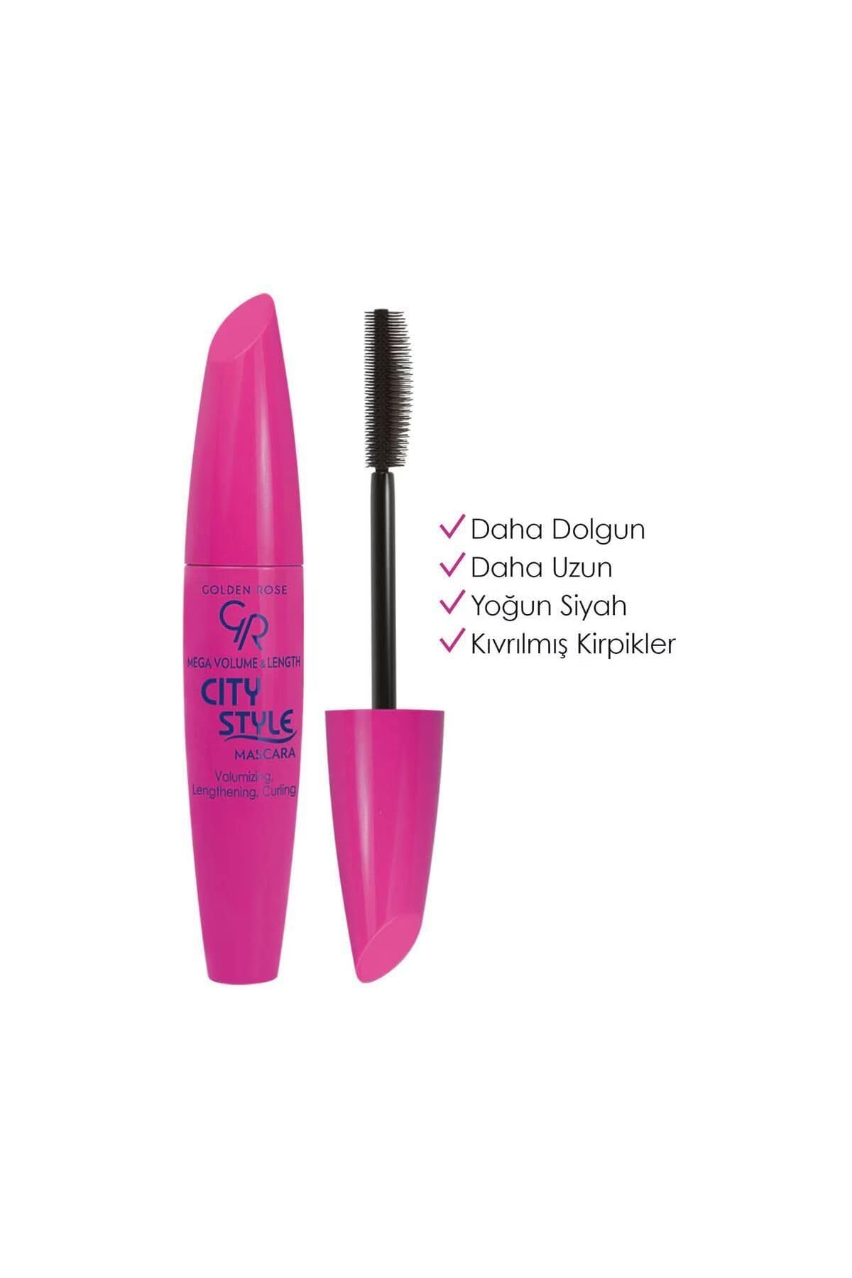 Golden Rose Mega Volume & Length City Style Maskara, 9 ml, Siyah