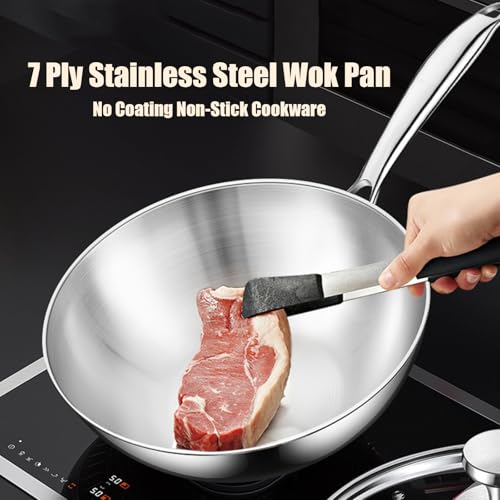 Wok de acero inoxidable con tapa 11.02 in miniatura 3