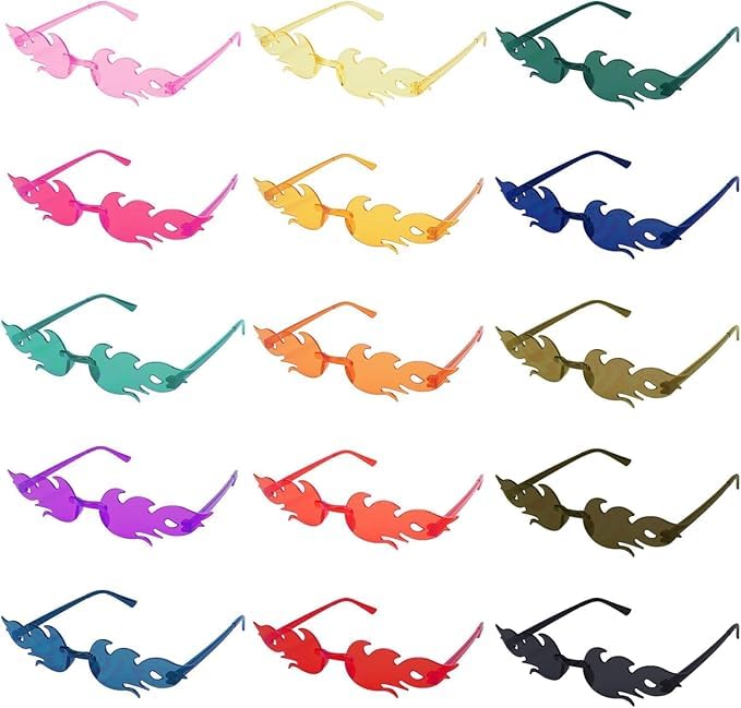 15 Pares Gafas Fiesta Fuego Adultos Gafas de Fiesta Divertidas