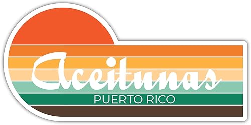 Aceitunas Puerto Rico 4 x 2.25 Inch Fridge Magnet Retro Vintage Sunset City 70s Aesthetic Design