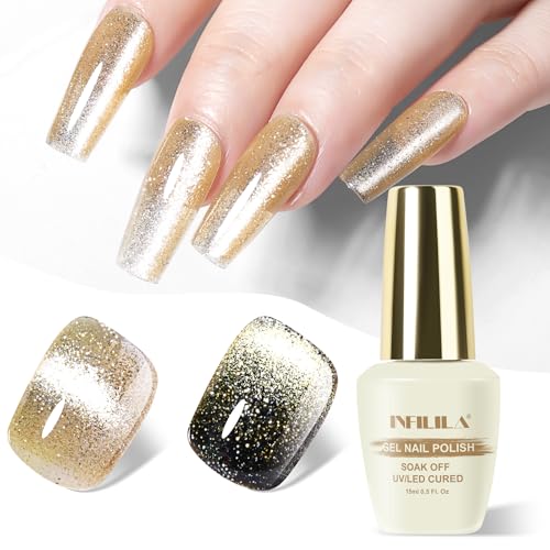 Esmalte gel magnético Gold Cat Eye 0.5 oz NXJ INFILILA miniatura 1