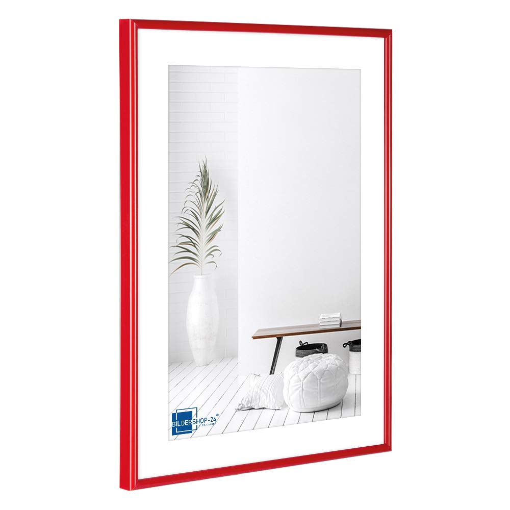 Bildershop-24 Cornice Portafoto In Plastica, Moderna, 15x21 Cm (DIN A5), Colore Argento, Con Vetro Acrilico E Supporto Da Tavolo, Prodotta In Germania