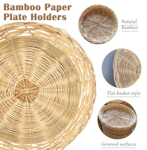 Porta platos de bambú natural x8, 10 pulgadas miniatura 3