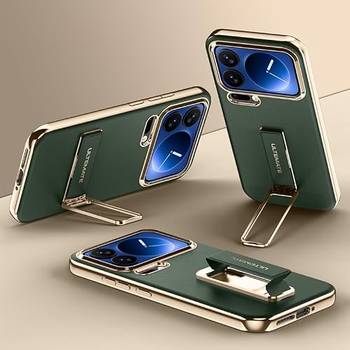 [2-in-1 �L�b�N�X�^���h & ���X�g�X�g���b�v] Xiaomi 17 Pro �p�����r�W�l�X�P�[�X�A�S�[���h�d�C���b�L�t���[�� + ������v�w�� - ����オ�����J�����ی�A�X�����ȃv���t�F�b�V���i���X�^�C��(Green)