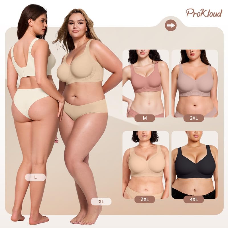 Image of ProKloud Jelly Bras for Women No Underwire Wireless Bra with Support and Lift Full Coverage Plus Size Comfy Seamless Bra