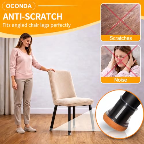 Image of 24 Pcs Chair Leg Floor Protectors, Silicone Chair Leg Covers Caps for Hardwood Floors with Wrapped Felt, Furniture Feet Protector Pads (Round M Fit:20.1-30mm)