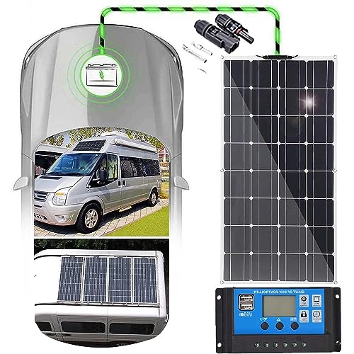 Kit de panel solar flexible (400 W), ligero y delgado, con transmisión de luz, más seguro, módulos solares monocristalinos de alta eficiencia (12 V), para el hogar, caravanas y superficies irregular