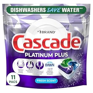 Cascade Platinum ActionPacs Dishwasher Detergent Pods, Fresh, 11 Count