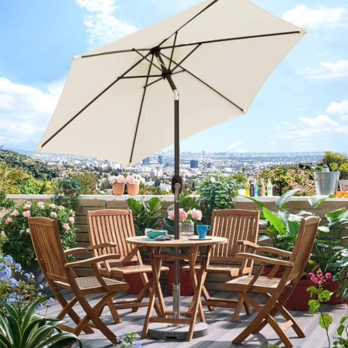 Blissun 7.5 ft Patio Umbrella, Yard Umbrella, Outdoor Market Umbrella with Push Button Tilt Crank (Creamy White) by Blissun - Used condition - Image 7