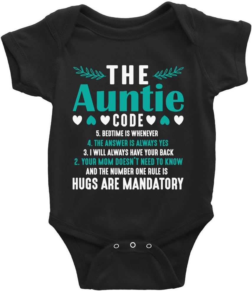 GKrepps The Auntie Code Baby Boy Girl Clothes Short/Long Sleeve Newborn Organic Bodysuit Romper