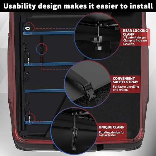 Titanicmotor T077EB302 Soft Quad Truck Bed Tonneau Cover Compatible thumb #3