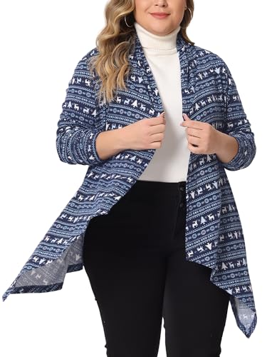 Image of Agnes Orinda Plus Size Cardigan for Women Long Sleeve Lightweight Fall Open Front Knit Cardigans Christmas