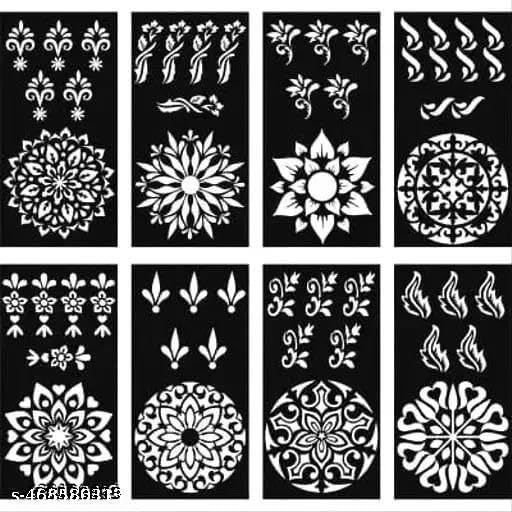 Image of JMC Mehndi Stencil Mehendi Bridal | Henna Tattoo Stencil for Women, Girls and Kids | Easy to use in just 4 Steps | Mehandi Sticker | Mehandi Design Sticker ss50