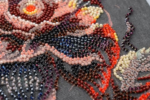 Image of Wizardi Bead Embroidery kit - Flower of the Night. Colorful Beads, Beading Needles. DIY Kit. Embroidery for Beginners. Home Decor. AMB-100 Abris Art