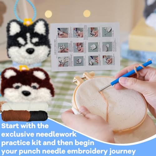 Image of PATPAT Punch Needle kit-2 Embroidery kit for Beginners,Punch Needle Kits Adults Beginner,Needles, Easy-to-Follow Instructions