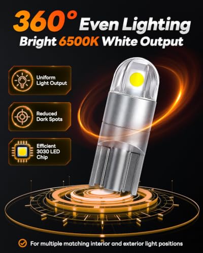 Image of 15PCS 194 LED Bulbs, T10 168 2825 W5W LED Replacement Bulbs, 6500K White