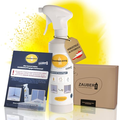 Zauberfein - Schimmelpilz Entferner Spray 500 ml, Schnell Wirkend, Gebrauchsfertiges Anti-Schimmel Spray und Desinfektionsmittel mit Aktivchlor für Feuchträume wie Bad und Keller