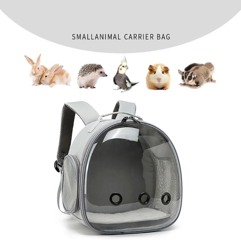 Animal Carrier Backpack Travel Portable Small Breathable Backpack for Hamster Pet Bag Guinea Pig Carrier Rabbit Bird (Black)