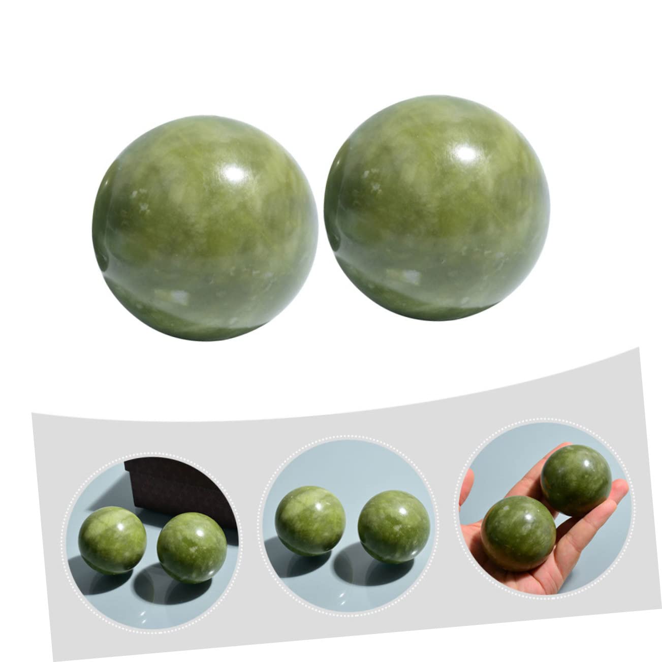 Handmassagebälle Tragbar Grüne Jade 2 Stück mit Glatter Oberfläche und Muskelentspannung für Gesundheitsübungen und Selbstmassage zu Hause