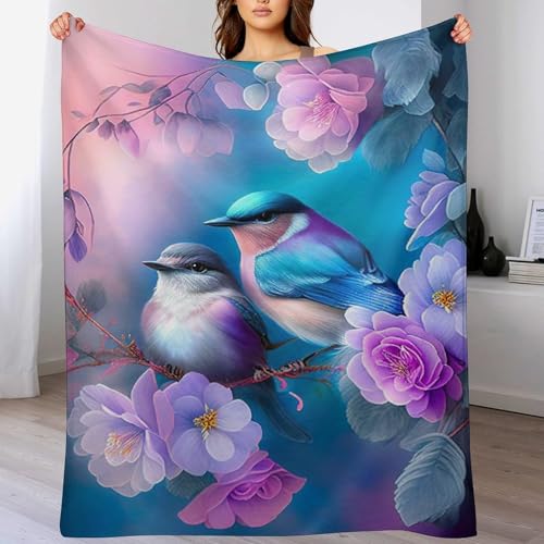 Couverture flannel douce oiseau mignon plaid chaud lavable 130x150 - 2