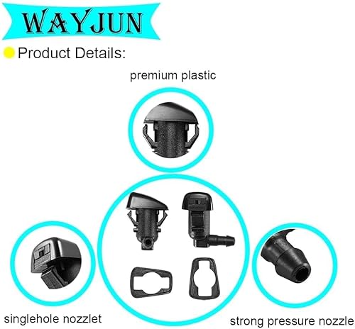Miniatura 3 de WayJun 8E5Z17603A - Boquilla de lavado de chorro de agua para parabrisas (juego de 2) compatible con Fusion 2008-2012, MKZ 2008-2012, Mercury Milan