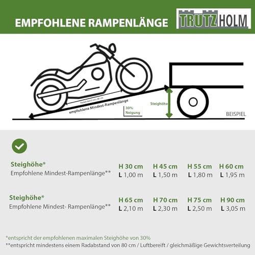 TRUTZHOLM 2 x Auffahrrampen 200 x 28 cm 540 kg als Paar 270 kg Stück Alu gelocht starr grau Verladerampen Motorradrampen