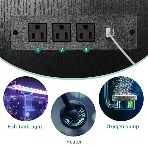 Image of YITAHOME 90-120 Gallon Reptile Tank Stand with Power Outlet & LED Light, Heavy Duty Aquarium Stand w Accessories Storage Cabinet - Metal Fish Tank Stand for Turtle, Reptile, 2000LBS Capacity, Black