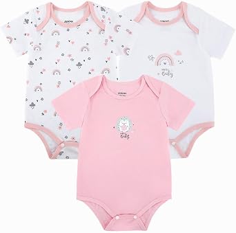 DOKMA Baby-Girls 3-pack Pink Bodysuits, Gift Set for Baby Girl, Newborns and Infants, 0-12months