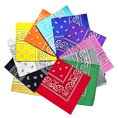 ATIMIGO 12 Pack Cotton Bandanas Scarf Novelty Head Warp Wristband Bandanas for Women
