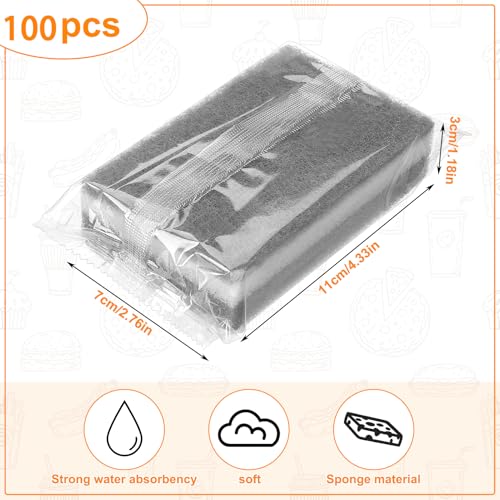 Image of 100 Pcs Individually Wrapped Sponges, Uncompressed Non Scratch Scrouing Sponges for Household Cleaning Dishes Kitchen Airbnb Apartment Car Bike Gray