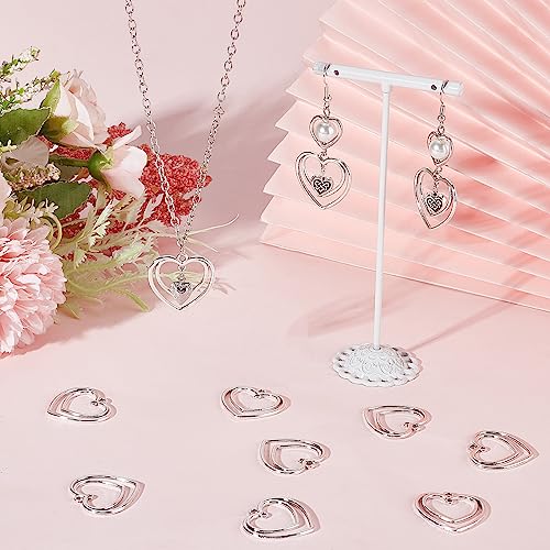 SUNNYCLUE 1 Box 50Pcs Heart Connector Charms Double Heart Charms Open Bezel Charme Love Charm Pressed Flower Blank Frame Hollow Charm Connectors for jewellery Making Charme Resin Work Antique Silver - Image 4